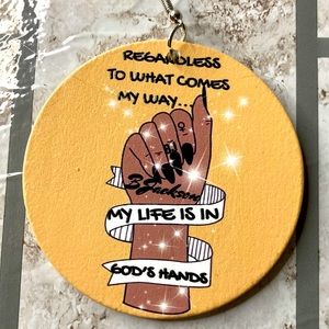 Yellow painted wood earrings brown